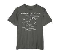 Tour du Mont Blanc Karte Frankreich Italien Schweiz Wanderweg T-Shirt