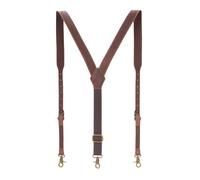 Tourbn Tourbon strapazierfähige Hosenträger aus echtem Leder, Herren-Hosenträger für Hosen, verstellbar, Y-Form, 3 cm breit, braun, Einheitsgröße