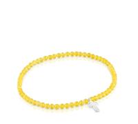 TOUS Elastisches Armband mit runden Kugeln aus Quarz und Herz-Kreuz, 17 cm lang, Kollektion Motive