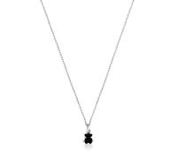 TOUS Halskette aus Sterlingsilber und Kordel mit Bärmotiv aus Onyx für Damen, 45 cm lang, Kollektion Mini Color