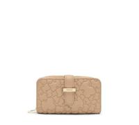 TOUS Ledergeldbörse mit Reißverschluss, beige, Kaos-Design, mehrere Kartenfächer, goldfarbener Metallverschluss