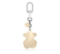 TOUS Schlüsselanhänger mit Facettiertem Teddybär, goldfarben, schwarze und silberne Kette, dekorativer Charm
