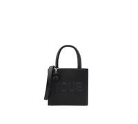 TOUS Schwarze Handtasche, minimalistisches Design mit geprägtem Logo, Kunstleder, eleganter lässiger Stil