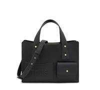 TOUS Schwarze Handtasche mit Tragegriff oben und verstellbarem Riemen, Design mit Fronttaschen und geprägtem Logo