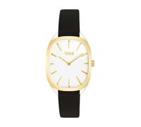 TOUS Analoge Uhr aus Stahl mit Lederarmband von Heritage, Gold mit schwarzem Armband, Riemen
