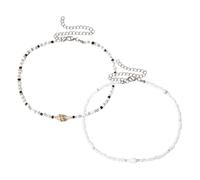 TOVINANNA 2 Stück Boho Muschel Halskette Perlen Choker Verstellbar Sommer Strand Schmuck für Damen Teenager Modische Bunte Beaded Necklaces