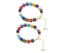 TOVINANNA 2 Stück Verstellbare Evil Eye Armbänder aus Farbigen Glasperlen Handgefertigte Damen-charms Modische DIY Schmuckstücke für Alltag und Festival Trendige Wickelarmbänder