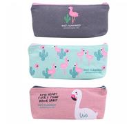 TOVINANNA 3 Stück Flamingo Federmäppchen aus Canvas mit Großer Kapazität und Einfachem Design Quadratisch für Schüler und Studenten zur Aufbewahrung von Stiften Zufällige Zufällige Farbe