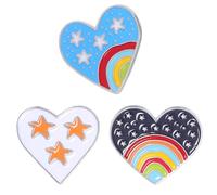 TOVINANNA 3 Stück Herzförmige Emaille Broschen Regenbogen Stern Anstecknadeln aus Langlebiger Legierung für Kleidung Rucksack Hut Schal Dekoration Accessoires