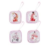 TOVINANNA 4 Stück Niedliche Einhorn Kleiner Geldbörsen aus Stoff Münzbeutel und Schlüsselanhänger für Mädchen Modische Aufbewahrungstasche für Ohrhörer und Kleingeld Zufällige Farbe