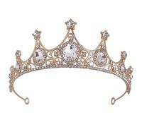 TOVINANNA Geburtstagskrone und Brautkrone - Vintage Strass-Diadem für Hochzeit, Prinzessin Party und Kindergeburtstag Mädchen, Elegantes Haarschmuck Zubehör in Gold-Weiß