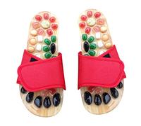 TOVINANNA Natürliche Jade Massage Sandalen Rote Gesundheits-pantoletten Mit Akupressur Steinen Zur Fußentspannung Und Schmerzreduktion Pu Eva Material Ergonomisches Sohlen-design Für Wohltue