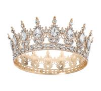 TOVINANNA Silber Prinzessin Krone Strass Braut Diadem 5 Zoll Runde Königin Kronen Vintage Haarschmuck Für Hochzeit Verlobung Und Abschlussball Damen Kopfschmuck