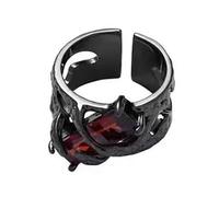 TOWARDSNAN Retro Gothic Rings with Crystal and Black Thorn Adjustable Zircon Stone Open Rings Unique Jewelry for Stylish Individuals Square Crystal Ring