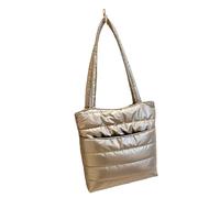 TOWARDSNAN Stylish Female Quilted Glossy Shoulder Bag Cotton Padded Puffer Large Capacity Handbag with Multiple Pockets for Women Zippers Closure Handbag