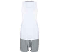 Towel City Damen Kurzes Pyjama-Set - Weiß / grau meliert | L