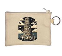 Tower of Babel Minimalistische Grafik Schlüsselanhänger Münzbörse Beige