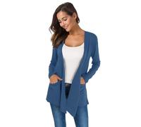 TownCat Elegant Casual Cardigan Long Strickjacke für Damen Mit Taschen Dünn Sitzender Lässiger Langärmeliger im Freien Vielseitige Farben Für Den Tägliches Tragen Navy blau XL