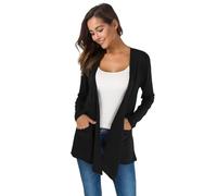 TownCat Elegant Casual Cardigan Long Strickjacke für Damen Mit Taschen Dünn Sitzender Lässiger Langärmeliger im Freien Vielseitige Farben Für Den Tägliches Tragen Schwarz XL