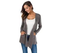 TownCat Elegant Casual Cardigan Long Strickjacke für Damen Mit Taschen Dünn Sitzender Lässiger Langärmeliger im Freien Vielseitige Farben Für Den Tägliches Tragen Dunkelgrau M