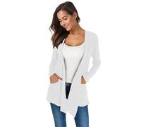 TownCat Elegant Casual Cardigan Long Strickjacke für Damen Mit Taschen Dünn Sitzender Lässiger Langärmeliger im Freien Vielseitige Farben Für Den Tägliches Tragen Weiß M