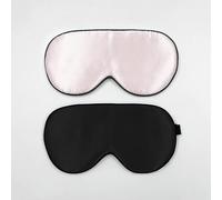 townssilk 2 x Schlafmaske aus 100% Seide mit verstellbarem Band, bequeme und superweiche Augenmaske, 1 x schwarz und 1 x rosa