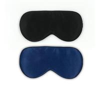 townssilk 2 x Schlafmaske aus 100% Seide mit verstellbarem Band, bequeme und superweiche Augenmaske, 1 x Schwarz und 1 x Marineblau