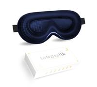 townsslik 3D Schlaf-Augenmaske, doppelseitige 19mm luxuriöse Maulbeerseide,keine Beeinträchtigung der Wimpern,bequem für die Augen, verstellbarer Schultergurt,Schöne Geschenke,navyblue