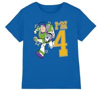 Toy Story Birthday Buzz I'm 4 Unisex Kids T Shirt, Royal, 3-4 Years