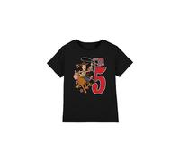 Toy Story Birthday Woody I'm 5 Unisex Kids T Shirt, Black, 3-4 Years