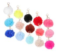 TOYANDONA 15 Stück 8cm 15 Bunte Fellbommel Schlüsselanhänger Flauschige Bommel Anhänger Vielseitige Taschen Rucksackdeko DIY Accessoires für Schlüssel und Mode Farben 15pcs