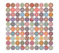 TOYANDONA 150 Stück Vintage Holzknöpfe Rund 25mm mit 2 Löchern Bunte Blumenmuster Selbstgemacht Bastelknöpfe für Nähen Kleidung Dekoration