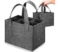 TOYANDONA 2 Stück Filztasche für Rotwein mit Herausnehmbaren Fächern Faltbarer Wasserdichter Flaschenträger aus Robustem Filz mit Griff für Picknick Party und Reise