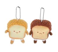 TOYANDONA 2 Stück Gefüllter Toast Anhänger Schlüsselanhänger Plüsch Brotpuppe Niedlicher Taschenanhänger Für Alltag Und Party Dekoration 3.5X3X2 Zoll
