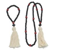 TOYANDONA 2 Stück Holzkreuz Halskette mit Rosenkranzperlen Christlicher Holzanhänger mit Kreuzmotiv Gebetskette für Auto und Taufschmuck Religiöser Schmuck für Herren und Frauen