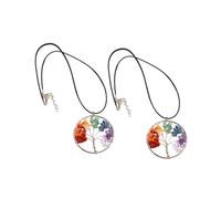 TOYANDONA 2 STÜCK Lebensbaum Halsketten mit Bunten Naturstein gravels Modische Tree Of Life Anhänger Schadstofffreie Schmuckgeschenke für Frauen und Mädchen Heilung und Glück Fördernd