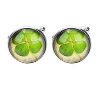 TOYANDONA 2 Stück Vierblättrige Kleeblatt Manschettenknöpfe für Herren Silbernes Metallset Elegantes Accessoire für Business Hemden Geeignet für Formelle Anlässe und St Patrick S Day