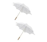 TOYANDONA 2St Regenschirm aus Spitze Sonnenschirme Hochzeit Regenschirm tanzen Kinder e für Kinder eleganter Brautschleier hölzern Weiß