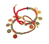 TOYANDONA 2stücke Handgefertigtes Seilarmband im Tibetischen Thangka-stil Geflochtenes Armband mit Symbol Des Reichtumsgottes Bunt Geflochtener Unisex-schmuck für Wohlstand und Glück