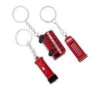 TOYANDONA 3 Stück Teiliges Uk London Souvenir Schlüsselanhänger mit Doppeldeckerbus Telefonzelle und Briefkasten Britische Kultursymbole als Reiseerinnerung und Geschenk für Freunde und