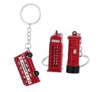 TOYANDONA 3 Stück Teiliges Uk Souvenir Schlüsselanhänger mit London Bus Telefonzelle und Postkasten Charms Schlüsselringe für Reisemitbringsel und Britische Andenken für Reisende und