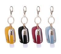 TOYANDONA 4 Stück Reise Schlüsselanhänger mit 30 Ml Flüssigseifenbehälter aus Pu Leder Versiegelter Handseifen Spender für Tasche Rucksack Reise und Alltag