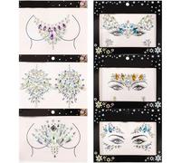 TOYANDONA 6 Bögen Strasssteine fürs Gesicht mit Verschiedenen Formen Hautfreundlich und Glitzernd für Festival Körperschmuck und Dress Up Accessoires