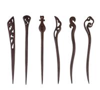 TOYANDONA 6 Stück Haarnadeln aus Ebenholz Handgefertigt Retro Geschnitzte Haarstäbe für Damen und Mädchen Holz Haaraccessoires für Dutt und Chignon Traditioneller Zufälliger Stil