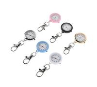 TOYANDONA 6er-Pack Quarz-Taschenuhren für Krankenschwestern - Runde Hängebrosche mit Schlüsselverschluss - Clip-Armbanduhr für Ärzte Tragbare Unisex-Anhängeruhr Einfache, gut lesbare Zeit