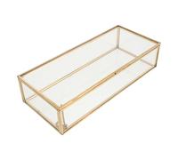 TOYANDONA Aufbewahrungsbox Schmuckkästchen Rechteckige aus Metall mit Deckel Vintage Kleine Schmuckschatulle aus Glas Kompaktes Design für Wohnzimmer und Geschenk