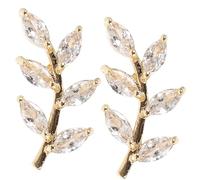 TOYANDONA Blattohrringe Zirkonia Ohrstecker Damen Modeschmuck aus Weiß Vergoldetem Metall Schlicht Hautfreundlich Alltags und Party Ohrringe