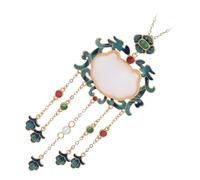 TOYANDONA Chinesische Retro Halskette mit Schloss Anhänger 24K Vergoldet Synthetische Jade Schlüsselbeinkette für Frauen Schmuck Geschenk für Alltag und Party