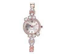 TOYANDONA Damen Armbanduhr Legierung Quarzuhr Roségold Strasssteinbesatz Zartes Handgelenks Accessoire Geschenk Frauen