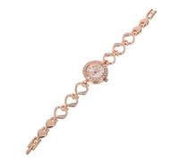 TOYANDONA Damen Armbanduhr Mit Herz Strassverzierung Roségold Quarzuhr Modisches Design Langlebiges Material Für Alltagsoutfits